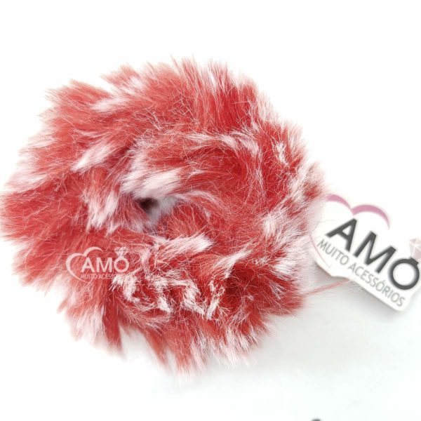 Elástico de Cabelo fofo pelinhos- Vermelho Mescla