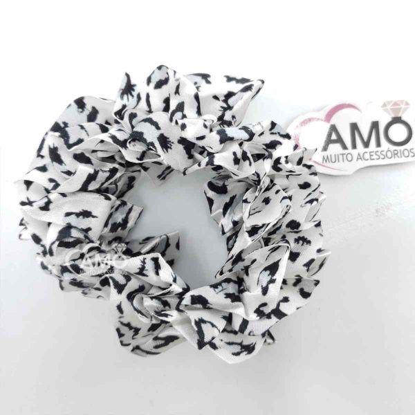 Prendedor de Cabelo  Acetinado - Animal Print Branco