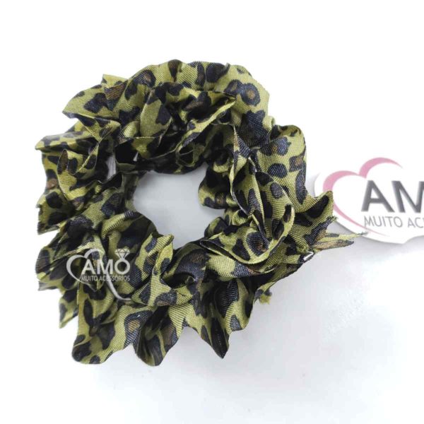 Prendedor de Cabelo  Acetinado - Animal Print Verde