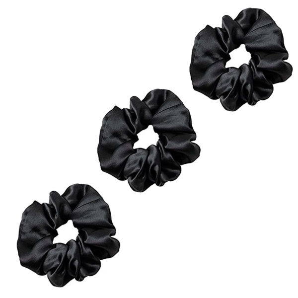 Kit 3 Scrunchie Prendedor Cabelo Xuxinha Cetim - Preto