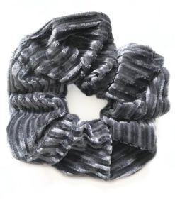 Scrunchie Prendedor de Cabelo Veludo Canelado - Cinza Aço