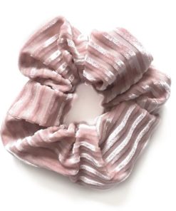 Scrunchie Prendedor de Cabelo Veludo Canelado - Rosa Claro