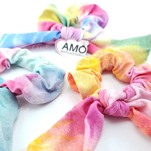 Scrunchie Prendedor de Cabelo Xuxinha Tie Dye - Com Laço - Imagem 2