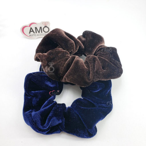Scrunchie Prendedor de Cabelo Veludo Premium - Marrom - Imagem 2