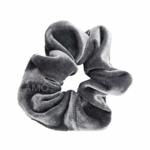 Scrunchie Prendedor de Cabelo Veludo Premium - Cinza Chumbo