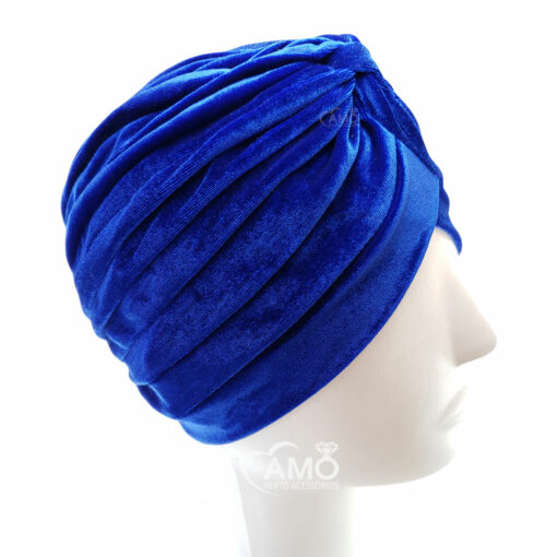 turbante cor azul veludo macio