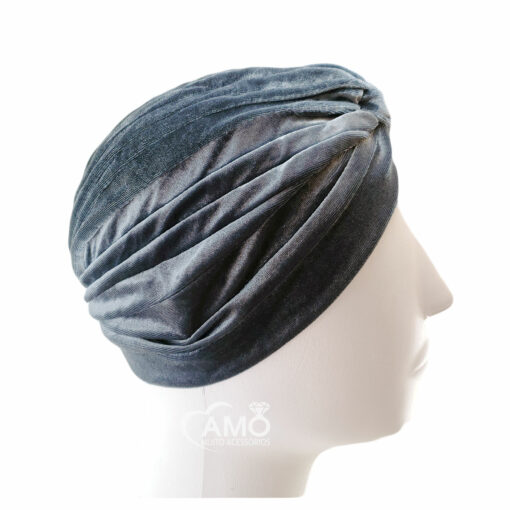 Turbante de veludo cinza