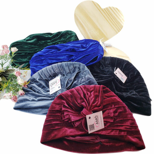 Turbante Feminino Indiano Fechado Veludo Várias Cores