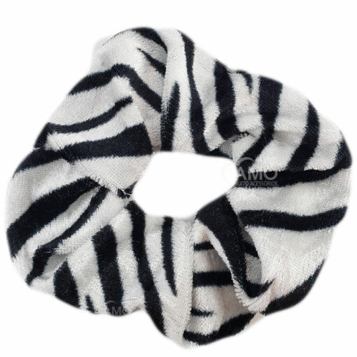 Scrunchie Xuxinha de veludo – Animal Print Zebra