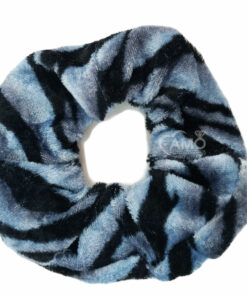 Scrunchie Xuxinha de veludo – Animal Print Zebra Azul