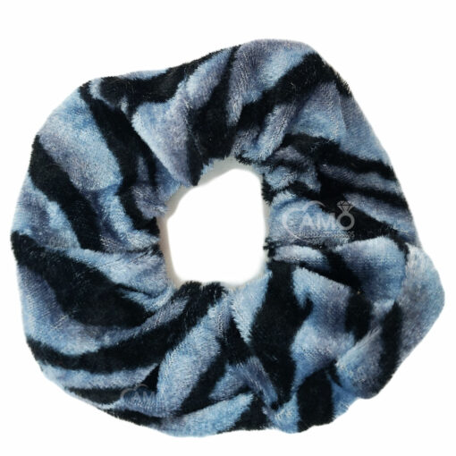 Scrunchie Xuxinha de veludo – Animal Print Zebra Azul