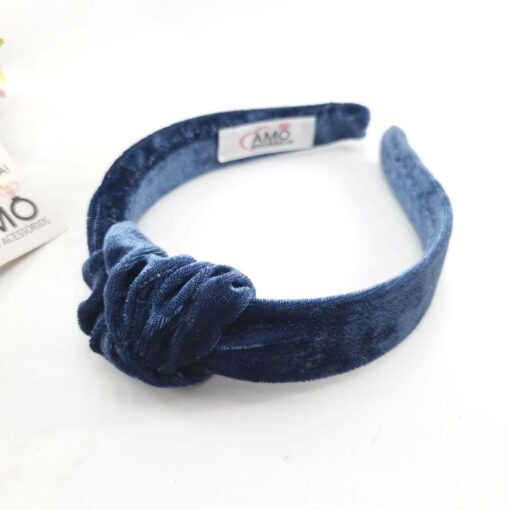 Tiara Nó Turbante - Veludo Azul Aço - Imagem 2