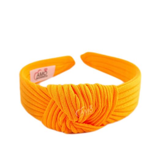 Tiara laranja turbante tecido canelado