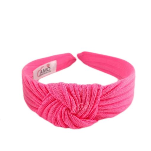 Tiara pink turbante tecido canelado