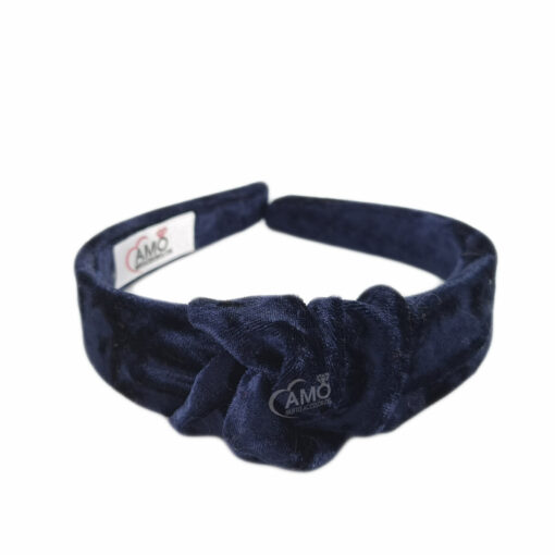 Tiara Turbante Azul Marinho Veludo Molhado