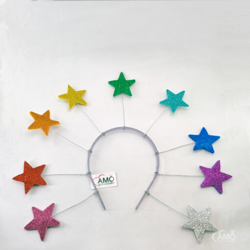 Tiara Carnaval Estrelas Coloridas Arco-Íris Brilho EVA - Imagem 5