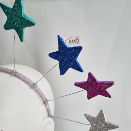 Tiara Carnaval Estrelas Coloridas Arco-Íris Brilho EVA - Imagem 3