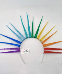 Tiara EVA Raios Arco-Íris Carnaval Colorida Brilho